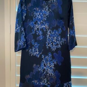 Banana Republic Navy Floral Long Sleeve Dress